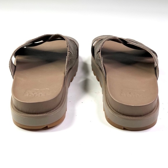 Sorel Roaming criss cross slides sandals crackle metallic silver like new 10 - Picture 3 of 10